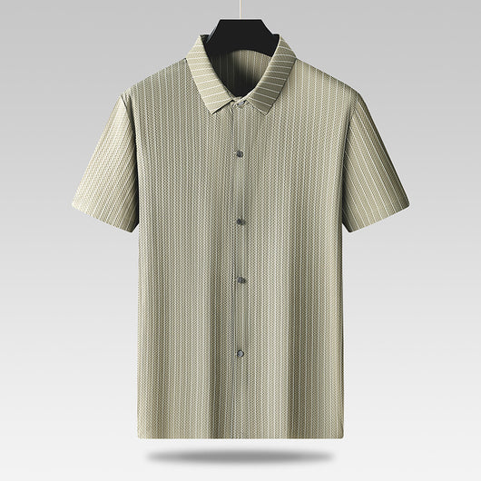 Camisa Casual de Talla Grande para Hombre con Cuello Cuadrado y Rayas en Tela Fresca - Image 13