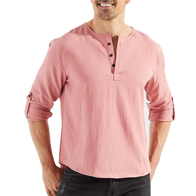 Camisa Casual de Algodón y Lino para Hombre - Image 8