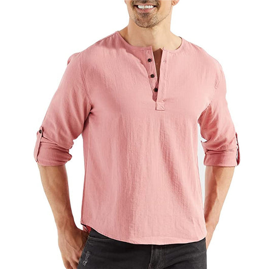 Camisa Casual de Algodón y Lino para Hombre - Image 8