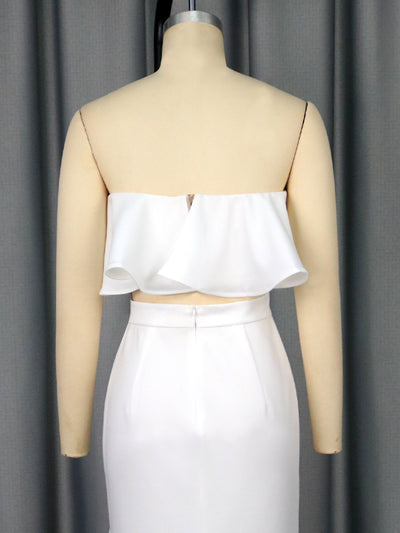 Conjunto Asimétrico: Top Tubo Blanco con Falda Cadera - Image 17