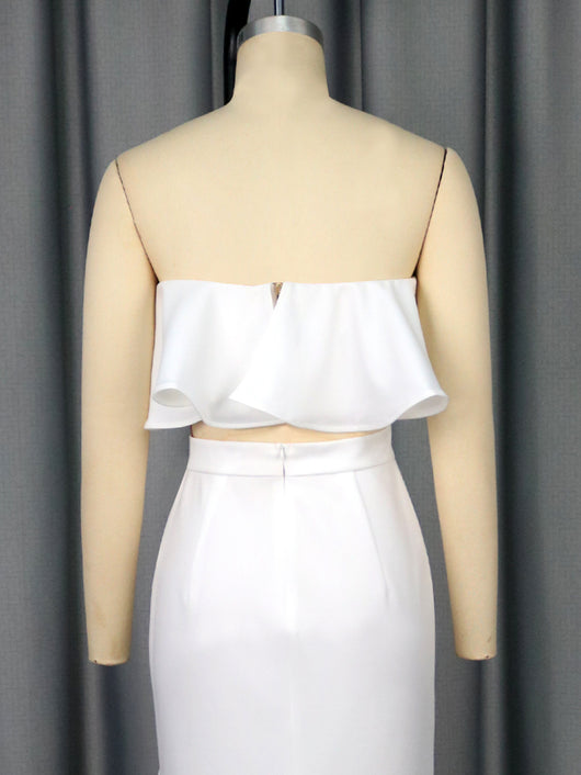 Conjunto Asimétrico: Top Tubo Blanco con Falda Cadera - Image 17