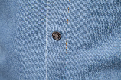 Camisa de Algodón Puro Lavada Manga Larga Color Sólido - Image 10