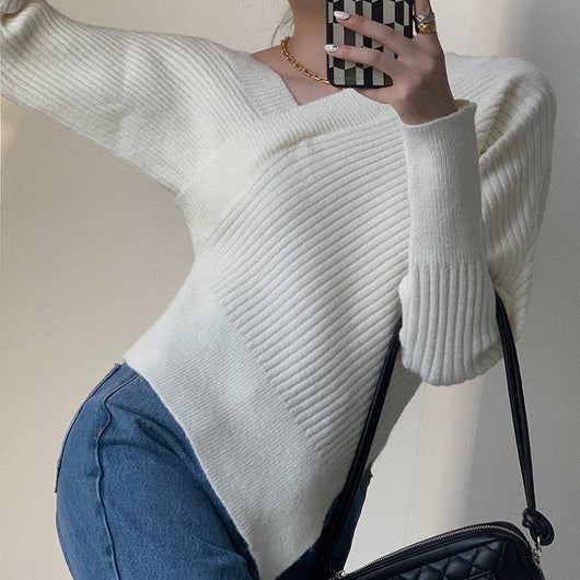 Suéter Mujer Cuello V Cruzado Bajo Irregular - Image 11