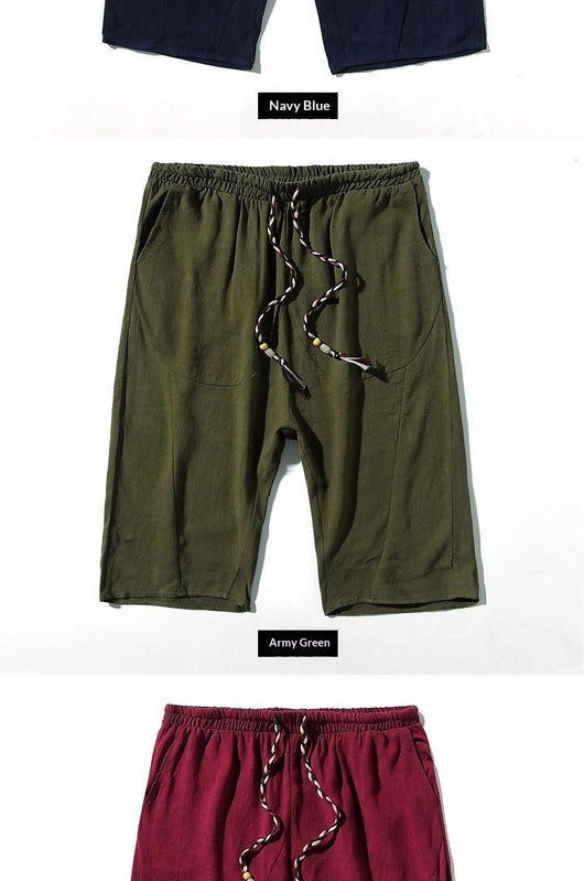 Pantalones Cortos de Lino Holgados para Hombre - Image 23