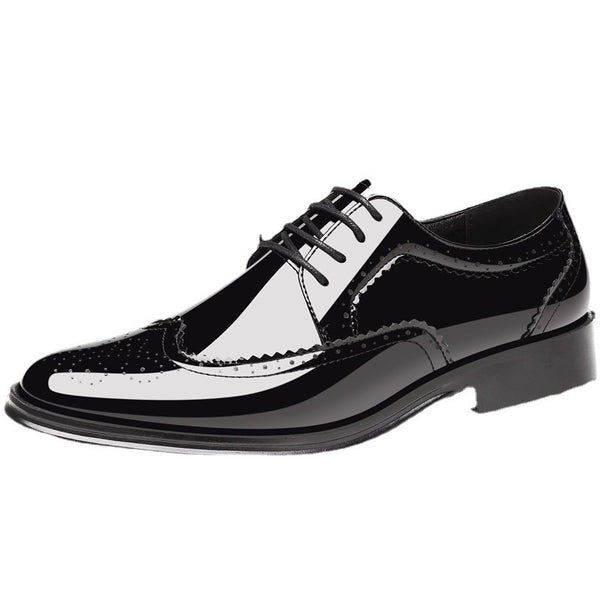 Zapatos de Cuero Charol para Hombre - Brogues Elegantes Brillantes
