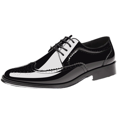 Zapatos de Cuero Charol para Hombre - Brogues Elegantes Brillantes
