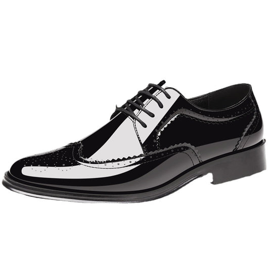 Zapatos de Cuero Charol para Hombre - Brogues Elegantes Brillantes
