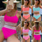 Bikini Triangular Cintura Alta Unicolor con Tirantes Ajustables