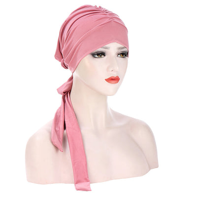Turbante Largo con Lazo de Cristal de Cáñamo en Color Puro - Image 10