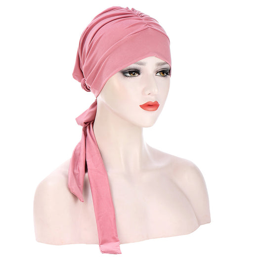 Turbante Largo con Lazo de Cristal de Cáñamo en Color Puro - Image 10