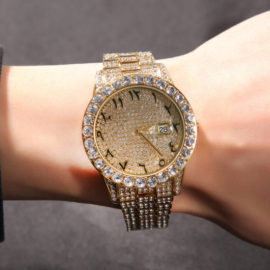 Reloj Digital de Flores Británicas con Diamantes Completos y Pantalla Grande - Image 14