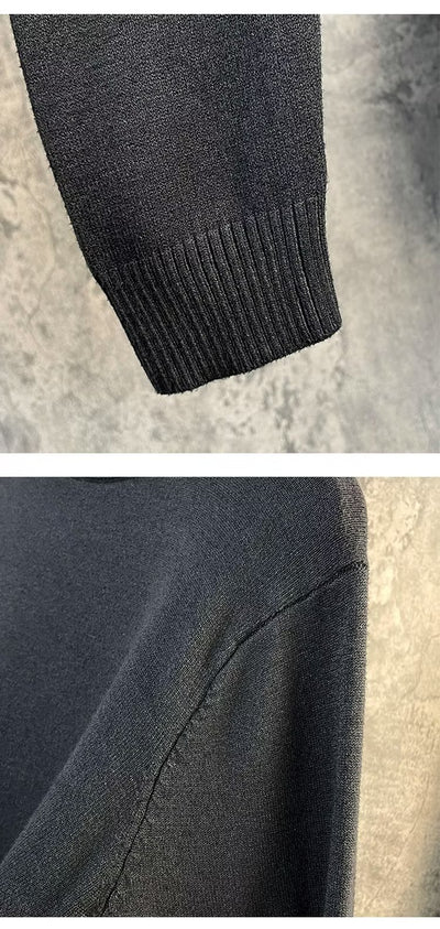 Suéter Mock Neck de Manga Larga Holgado para Hombre - Camiseta Base Casual - Image 15