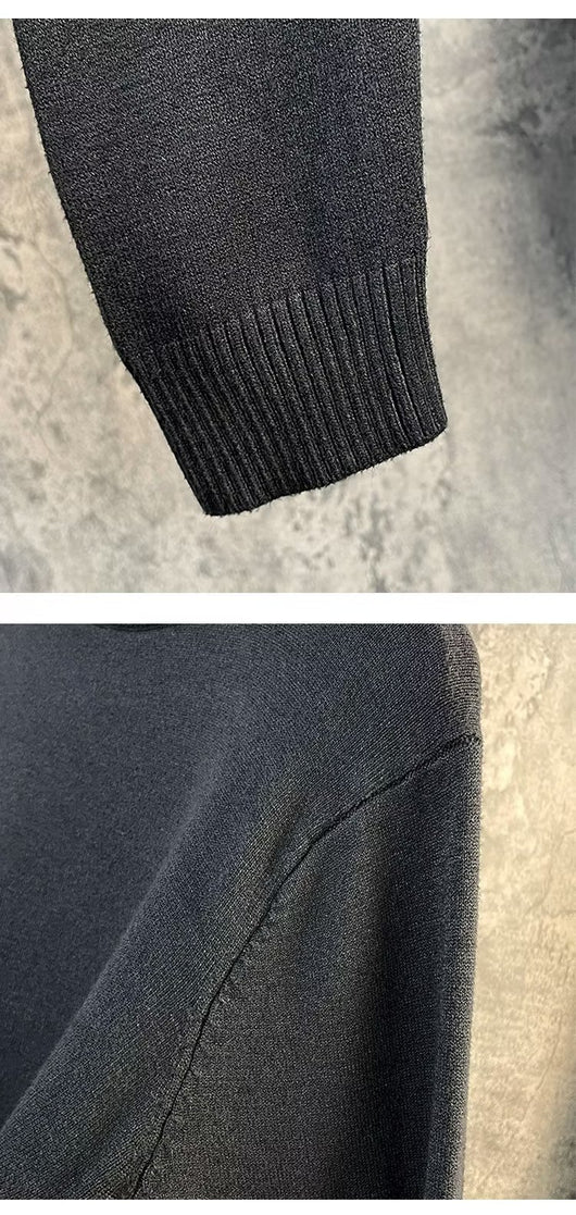Suéter Mock Neck de Manga Larga Holgado para Hombre - Camiseta Base Casual - Image 15