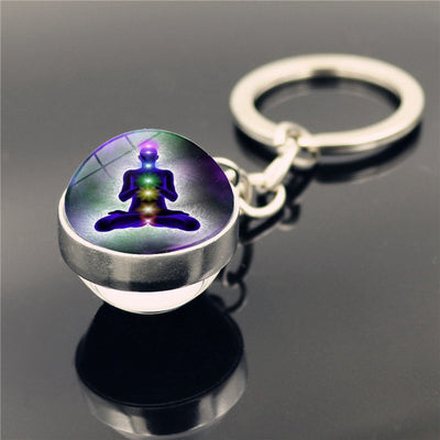 Llavero Colgante de Cristal Doble Cara con Símbolo de Yoga - Image 5