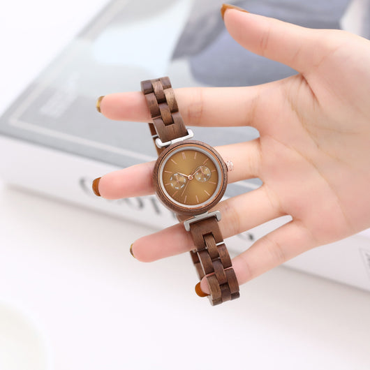 Reloj de Madera Ébano para Mujer - Cuarzo Analógico Redondo - Image 10
