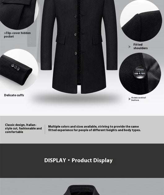 Abrigo de Lana Premium para Hombre Maduro - Estilo Solapa Clásica - Image 11
