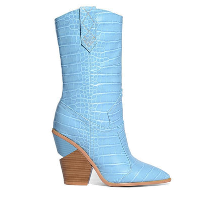 Botas Cuña Azul para Mujer Talla Grande - Image 5