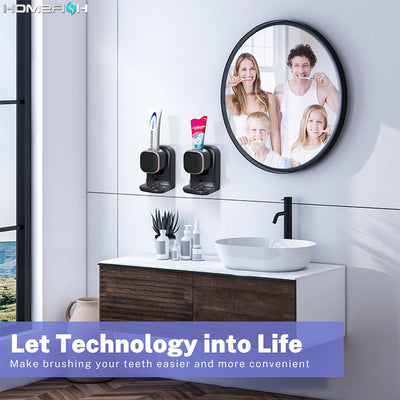 Black automatic toothpaste dispenser with rose gold trim, wall-mounted with sensor for hands-free use. - Image 6