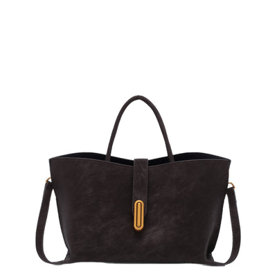 Bolsa Tote Minimalista de Alta Capacidad con Acabado Ante Retro - Image 5