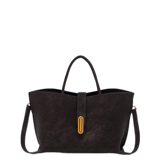 Bolsa Tote Minimalista de Alta Capacidad con Acabado Ante Retro - Image 5