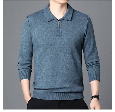 Suéter de Lana 100% Premium con Cuello Solapa - Manga Larga Tejida para Hombre - Image 31