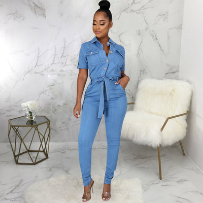 Mono Denim Slim Fit Casual para Mujer - Estilo Europeo y Americano - Image 11