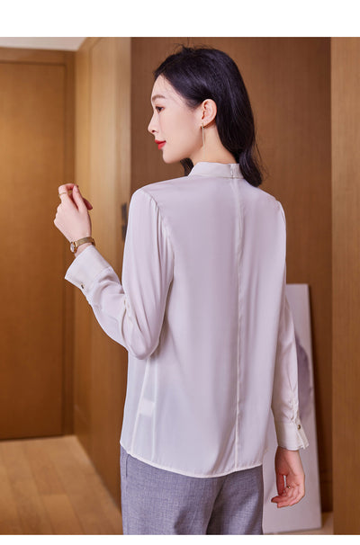 Blusa de Seda Cuello Redondo Elegante y Versátil para Mujer - Image 12