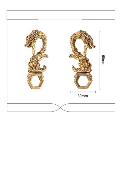 Llavero Ornamental Dragón Zodiacal Chino en Latón para Moto y Auto - Image 11