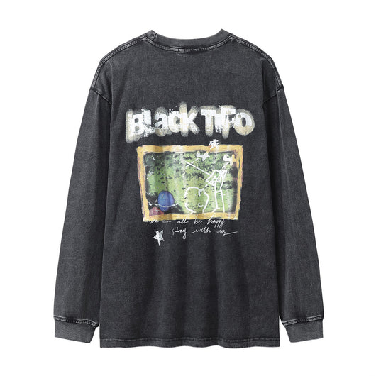 Camiseta Manga Larga Efecto Desgastado con Letras - Image 2