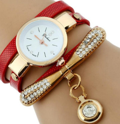 Reloj Pulsera Mujer Lujo Gnova Platinum con Brillantes y Correa PU Dorada - Image 11