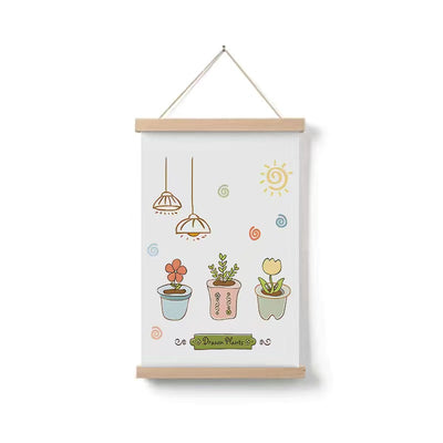 Cuadro Decorativo Plantas Verdes Diseño Infantil en Madera Maciza - Image 7