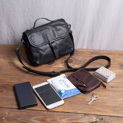 Bolso de Cuero Genuino Retro para Hombre - Artesanal - Image 9