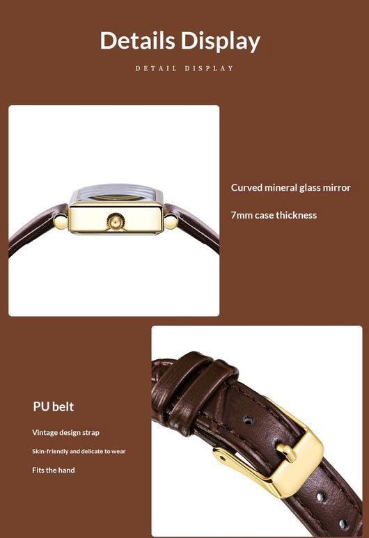 Reloj Elegante Cuadrado Retro para Mujer con Correa de Cuero - Image 15