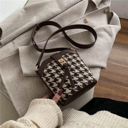 Bolso Bandolera Estilo Hong Kong Cuadros Houndstooth Vintage - Image 4