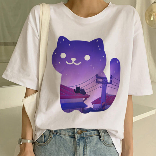 Playera Pareja a Juego con Estampado Divertido de Gatos - Unisex Manga Corta Tendencia - Image 26
