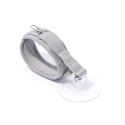 Light gray pet collar with a clear suction cup, designed to secure cats or puppies during bathing or grooming. - Image 7