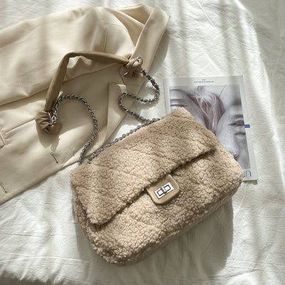 Bolso Mensajero Mujer Lana de Cordero Gran Capacidad - Image 4