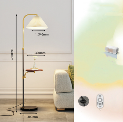 Lámpara de Pie para Sala con Pantalla Plisada y Base de Madera Maciza - Image 42