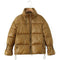 Abrigo Puffer Dorado con Cuello Alto y Doble Cierre para Mujer