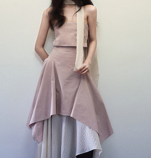 Vestido Tubo Plegable de Doble Capa - Image 4