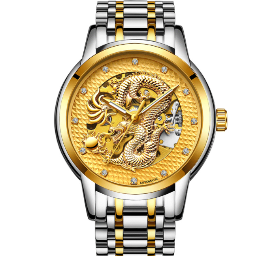 Reloj Empresarial Dragon Dorado Automático Resistente al Agua con Esfera Luminosa - Image 14