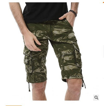 Pantalones Cargo Cortos Estilo Coreano Hombre - Cintura Suelta 5 Puntos Multi Bolsillo Camuflaje - Image 3