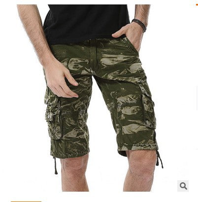 Pantalones Cargo Cortos Estilo Coreano Hombre - Cintura Suelta 5 Puntos Multi Bolsillo Camuflaje - Image 3