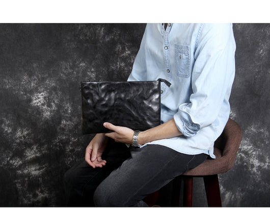 Bolsa de Mano Retro en Cuero Genuino - Estilo Casual Vintage para Hombre - Image 11