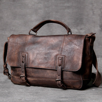 Bolsa Mensajero de Cuero Vacuno Envejecido - Estilo Retro Vintage - Image 7