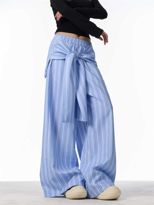 Pantalones Anchos a Rayas de Contraste Retro - Cómodos y Versátiles - Image 7