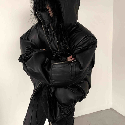 Chaqueta Acolchada con Cuello de Pelaje Diseño Exclusivo