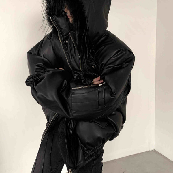 Chaqueta Acolchada con Cuello de Pelaje Diseño Exclusivo