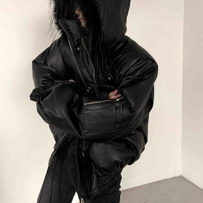 Chaqueta Acolchada con Cuello de Pelaje Diseño Exclusivo