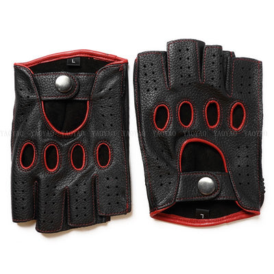 Guantes de Cuero Mitad Dedo para Motociclismo y Actividades al Aire Libre - Image 56
